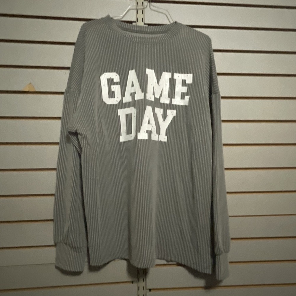NWTS Boutique Long Sleeve Ribbed Shirt Top Game Day Size X Large XL